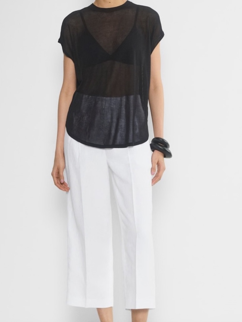 NEW LINEN Aritzia Effortless Pant cropped White